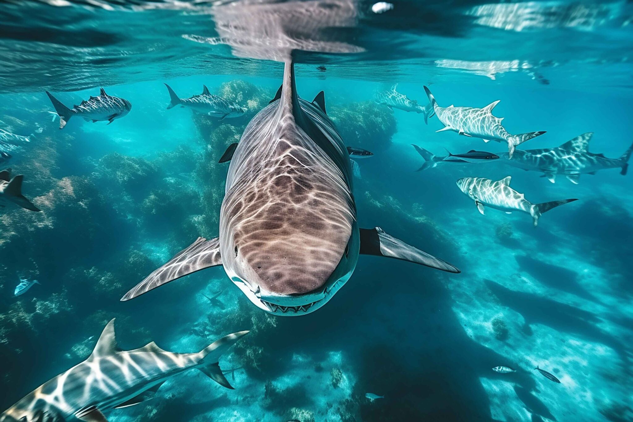 vecteezy_ai-generated-aerial-view-of-dolphins-swimming-through_35872661